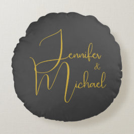 Bruiloft Moderne Minimalistische Gewone Kalligrafi Rond Kussen