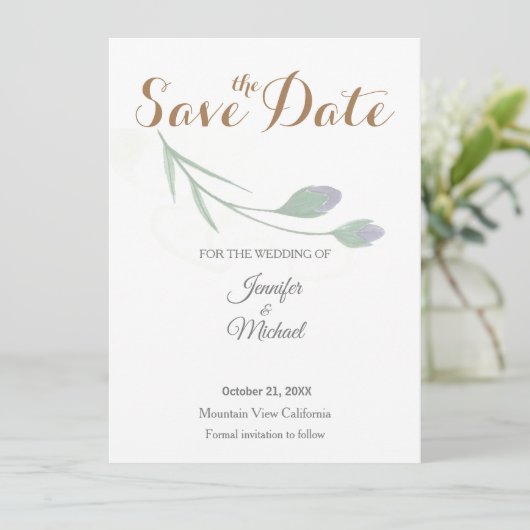 Bruiloft Moderne Minimalistische Gewone Kalligrafi Save The Date (Staand voorkant)