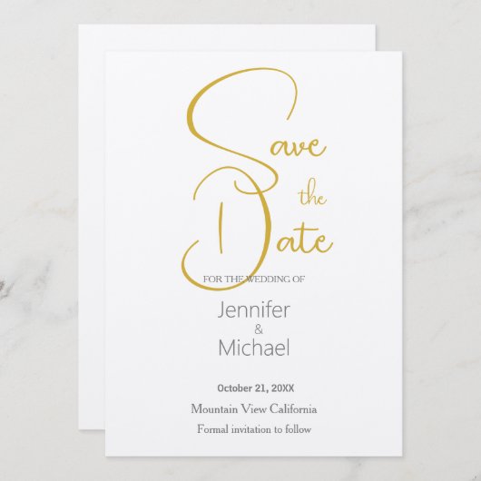 Bruiloft Moderne Minimalistische Gewone Kalligrafi Save The Date (Voorkant / Achterkant)