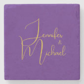 Bruiloft Moderne Minimalistische Gewone Kalligrafi Stenen Onderzetter (Voorkant)