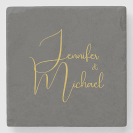 Bruiloft Moderne Minimalistische Gewone Kalligrafi Stenen Onderzetter