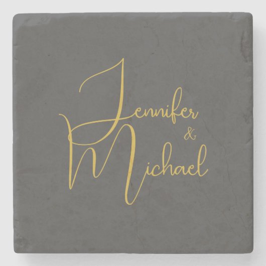 Bruiloft Moderne Minimalistische Gewone Kalligrafi Stenen Onderzetter (Voorkant)
