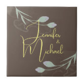 Bruiloft Moderne Minimalistische Gewone Kalligrafi Tegeltje (Voorkant)