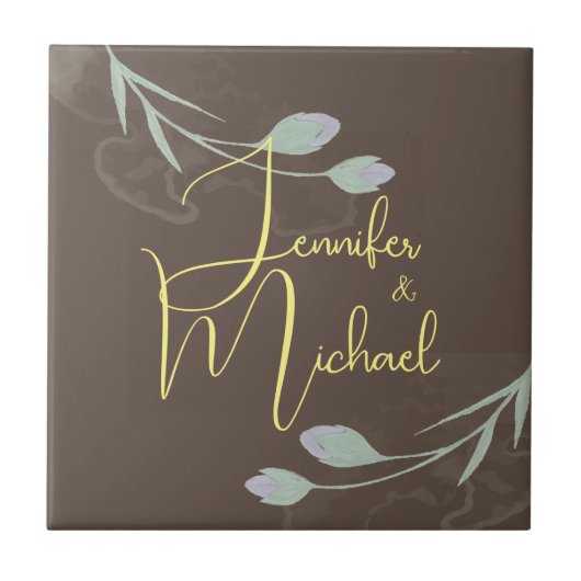 Bruiloft Moderne Minimalistische Gewone Kalligrafi Tegeltje (Voorkant)