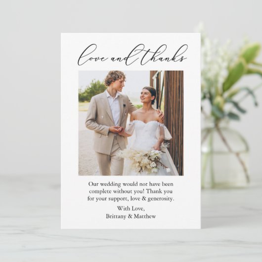 Bruiloft moderne minimalistische liefde Bedankt ka (Staand voorkant)
