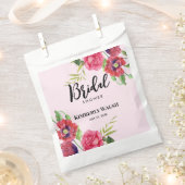 Bruiloft Moderne Rood Roze Bloemen op Licht Roze Bedankzakje (Geknipt)