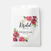 Bruiloft Moderne Rood Roze Bloemen op Licht Roze Bedankzakje (Voorkant)