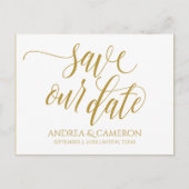 Bruiloft Moderne Typografie Save-the-Date | Goud Aankondigingskaart (Voorkant)