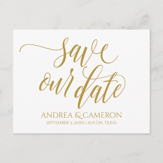 Bruiloft Moderne Typografie Save-the-Date | Goud Aankondigingskaart (Voorkant)