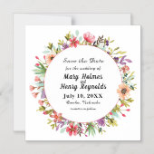 Bruiloft Moderne Waterverf Bloemen Save the Date Magnetische Uitnodiging (Voorkant)