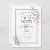 Bruiloft | Moderne Waterverf Eucalyptus Foliage Kaart (Voorkant)