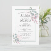 Bruiloft | Moderne Waterverf Eucalyptus Foliage Kaart (Staand voorkant)