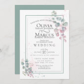 Bruiloft | Moderne Waterverf Eucalyptus Foliage Kaart (Voorkant / Achterkant)