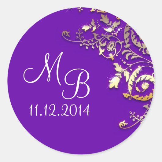 Bruiloft Monogram Blauw Elegante sticker (Voorkant)