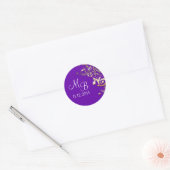 Bruiloft Monogram Blauw Elegante sticker (Envelop)