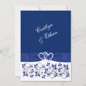 Bruiloft | Monogram | Blauw-wit | Bloemen Kaart (Voorkant)