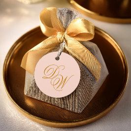 Bruiloft Monogram Blush Roze Eenvoudig Elegant Scr Bedankjes Labels