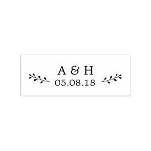 Bruiloft Monogram Botanische Rubber Stamp Rubberstempel