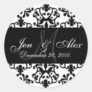 Bruiloft Monogram Bruid bruidegom Datum Paisley Se Ronde Sticker