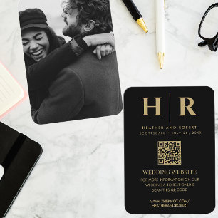 Bruiloft Monogram Bruid bruidegom Foto QR Code RSV Informatiekaartje