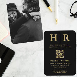 Bruiloft Monogram Bruid bruidegom Foto QR Code RSV Informatiekaartje