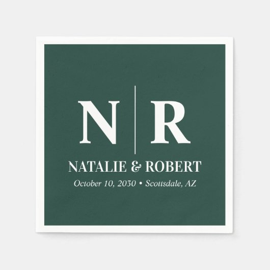 Bruiloft Monogram Bruid en bruidegom Initialen Ele Servet (Voorkant)