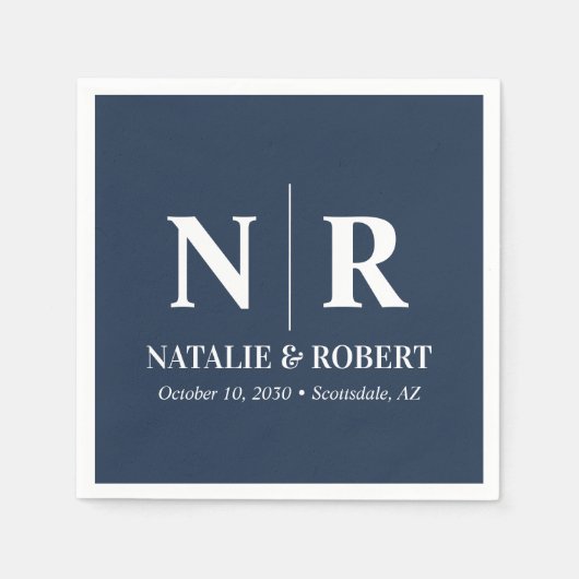 Bruiloft Monogram Bruid en bruidegom Initialen Ele Servet (Voorkant)