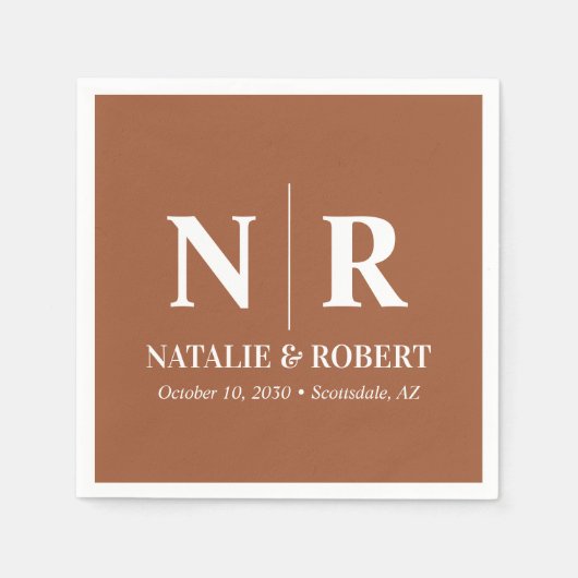 Bruiloft Monogram Bruid en bruidegom Initialen Ele Servet (Voorkant)