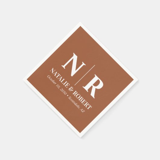 Bruiloft Monogram Bruid en bruidegom Initialen Ele Servet (Hoek)