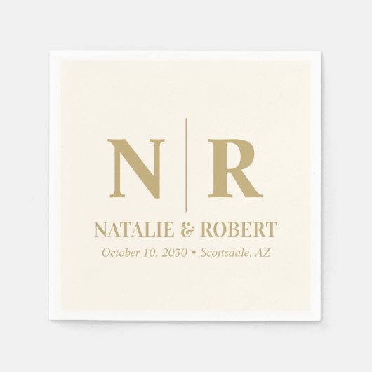 Bruiloft Monogram Bruid en bruidegom Initialen Ele Servet (Voorkant)