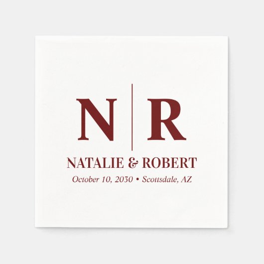 Bruiloft Monogram Bruid en bruidegom Initialen Ele Servet (Voorkant)