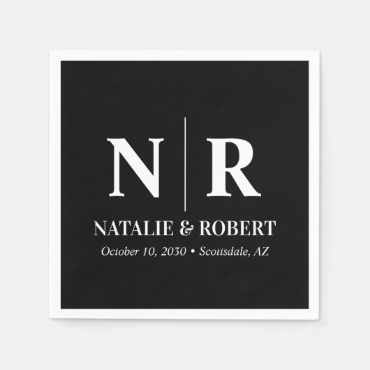 Bruiloft Monogram Bruid en bruidegom Initialen Ele Servet (Voorkant)