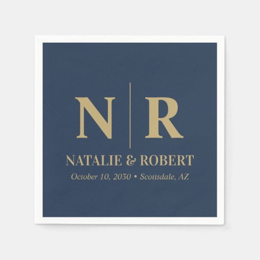 Bruiloft Monogram Bruid en bruidegom Initialen Ele Servet (Voorkant)