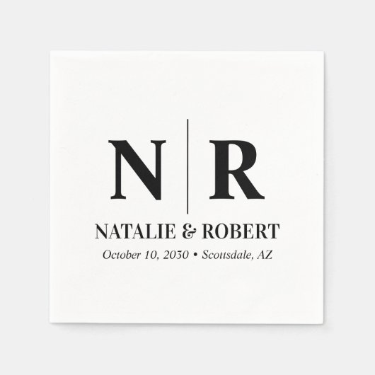 Bruiloft Monogram Bruid en bruidegom Initialen Ele Servet (Voorkant)