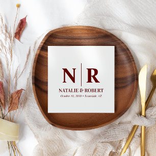 Bruiloft Monogram Bruid en bruidegom Initialen Ele Servet