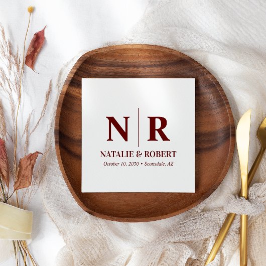 Bruiloft Monogram Bruid en bruidegom Initialen Ele Servet