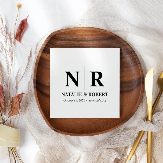 Bruiloft Monogram Bruid en bruidegom Initialen Ele Servet