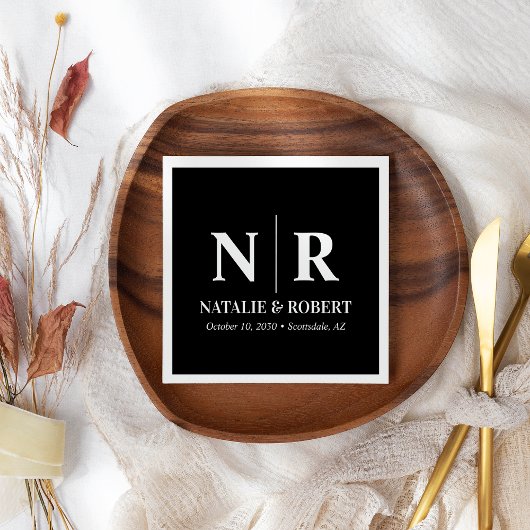 Bruiloft Monogram Bruid en bruidegom Initialen Ele Servet