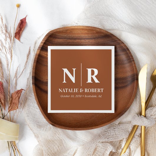 Bruiloft Monogram Bruid en bruidegom Initialen Ele Servet