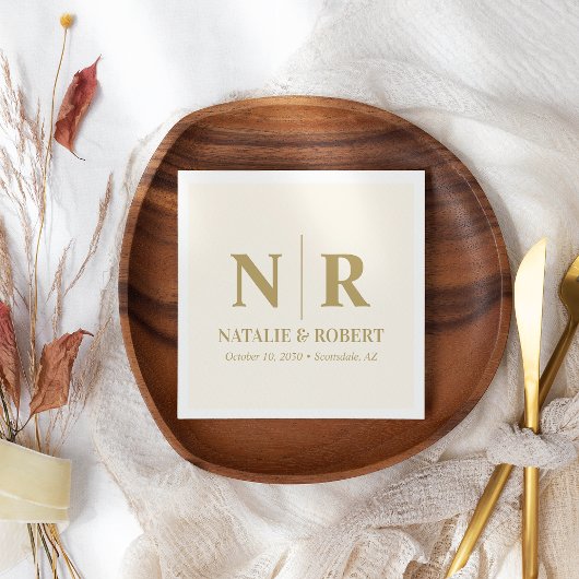 Bruiloft Monogram Bruid en bruidegom Initialen Ele Servet