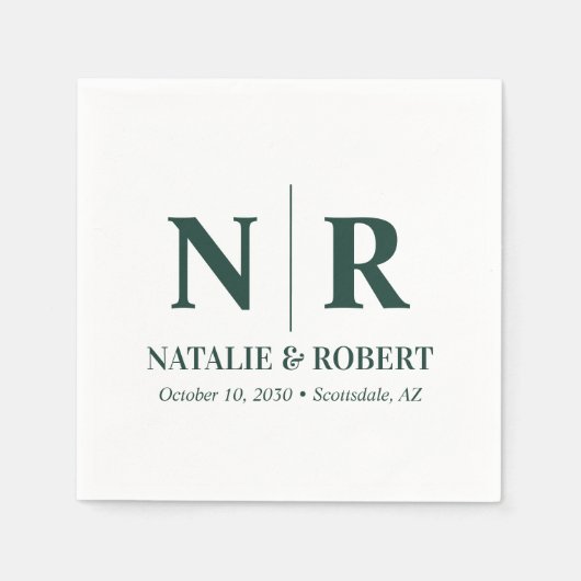 Bruiloft Monogram Bruid en bruidegom Initialen Ele Servet (Voorkant)