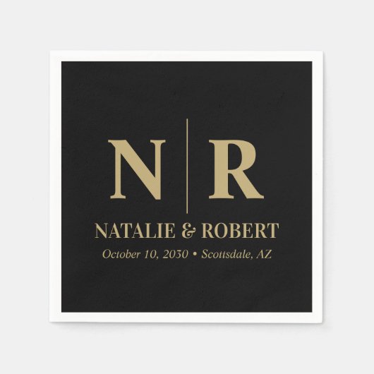 Bruiloft Monogram Bruid en bruidegom Initialen Ele Servet (Voorkant)