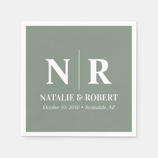 Bruiloft Monogram Bruid en bruidegom Initialen Ele Servet (Voorkant)