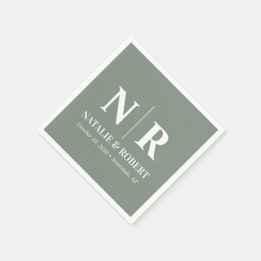 Bruiloft Monogram Bruid en bruidegom Initialen Ele Servet (Hoek)