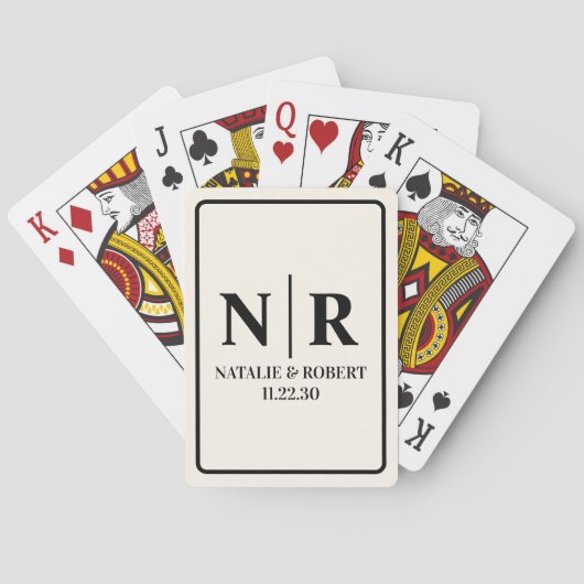 Bruiloft Monogram Bruid en bruidegom Initialen Pokerkaarten (Achterkant)