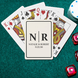 Bruiloft Monogram Bruid en bruidegom Initialen Pokerkaarten