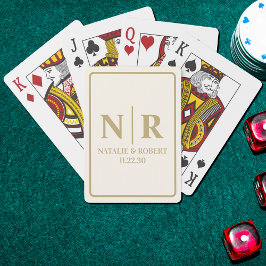 Bruiloft Monogram Bruid en bruidegom Initialen Pokerkaarten