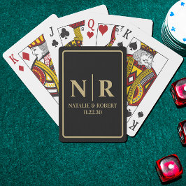 Bruiloft Monogram Bruid en bruidegom Initialen Pokerkaarten