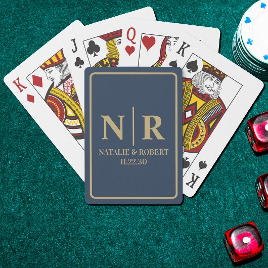 Bruiloft Monogram Bruid en bruidegom Initialen Pokerkaarten