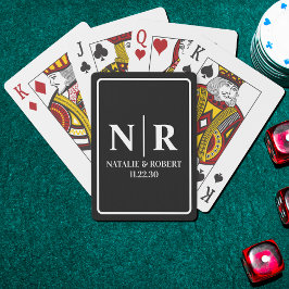 Bruiloft Monogram Bruid en bruidegom Initialen Pokerkaarten